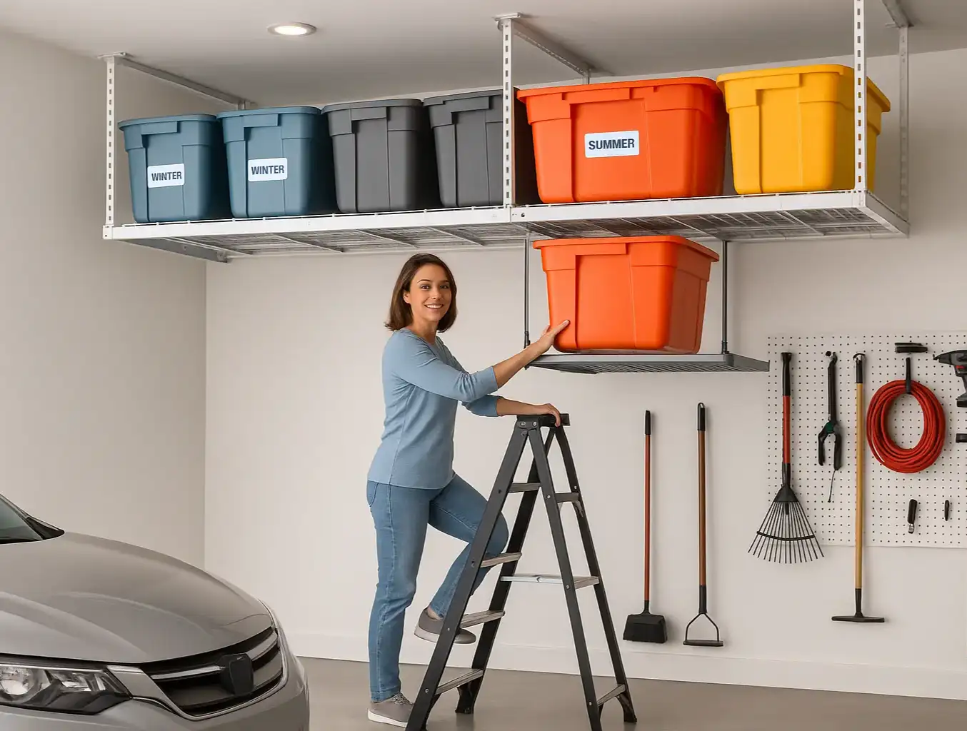 Maximizing Overhead Garage Storage for Seasonal Item Rotation