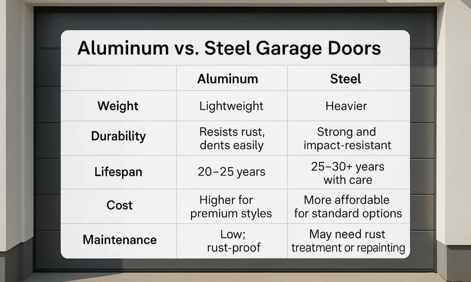 Aluminum vs. Steel Garage Doors: How to Choose?