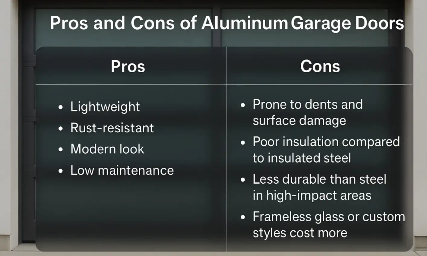 Aluminum Garage Door: Pros, Cons & Key Features