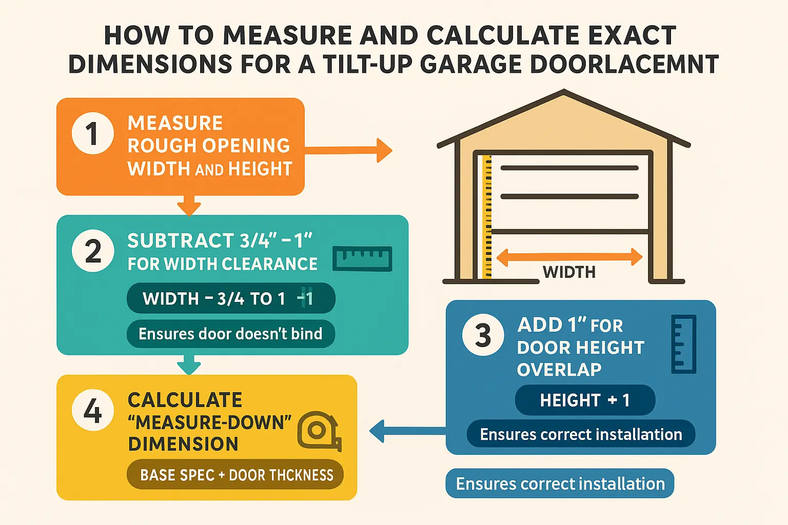 This diagram clarifies the precise framing requirements for tilt-up garage doors, highlighting the importance of 2x6 Douglas Fir side jambs and exact clearance gaps to ensure smooth, obstruction-free door operation.