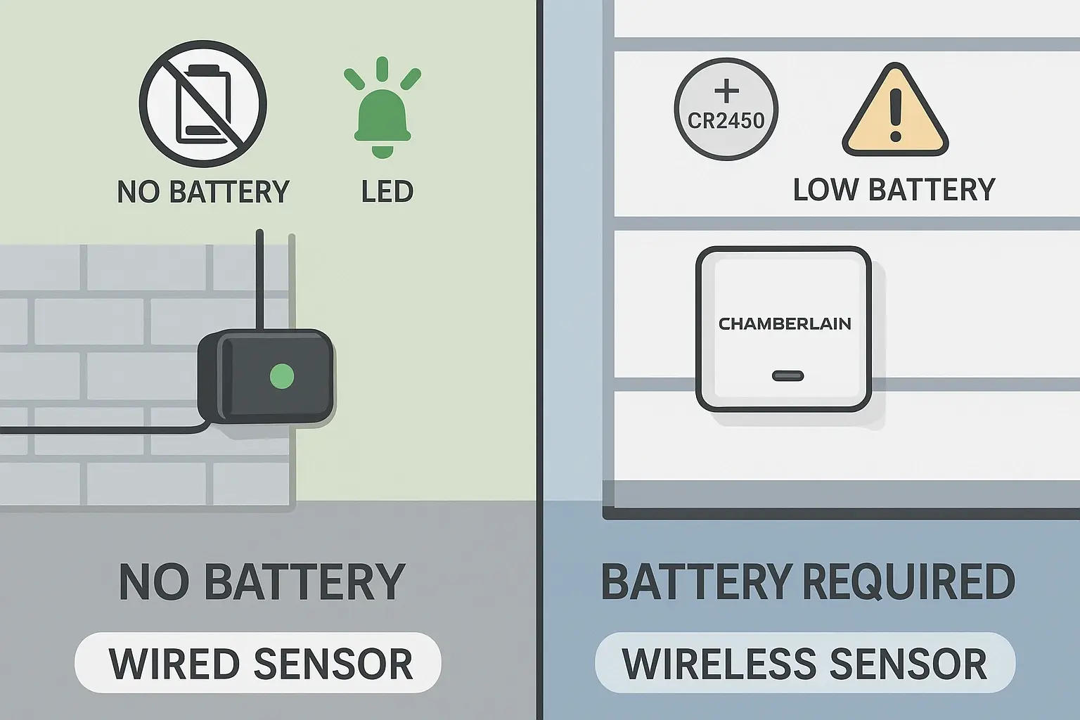 Wired Safety Sensors vs Wireless MyQ Sensors