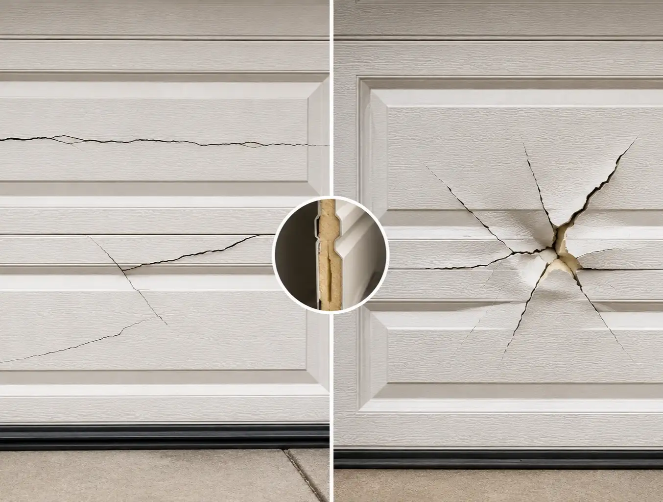 garage door panel cracks causes photo