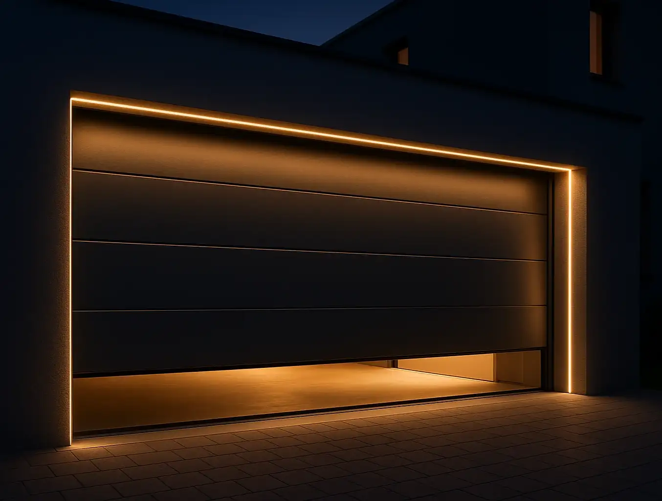 Overhead Garage Door Options with Smart Lighting Integration