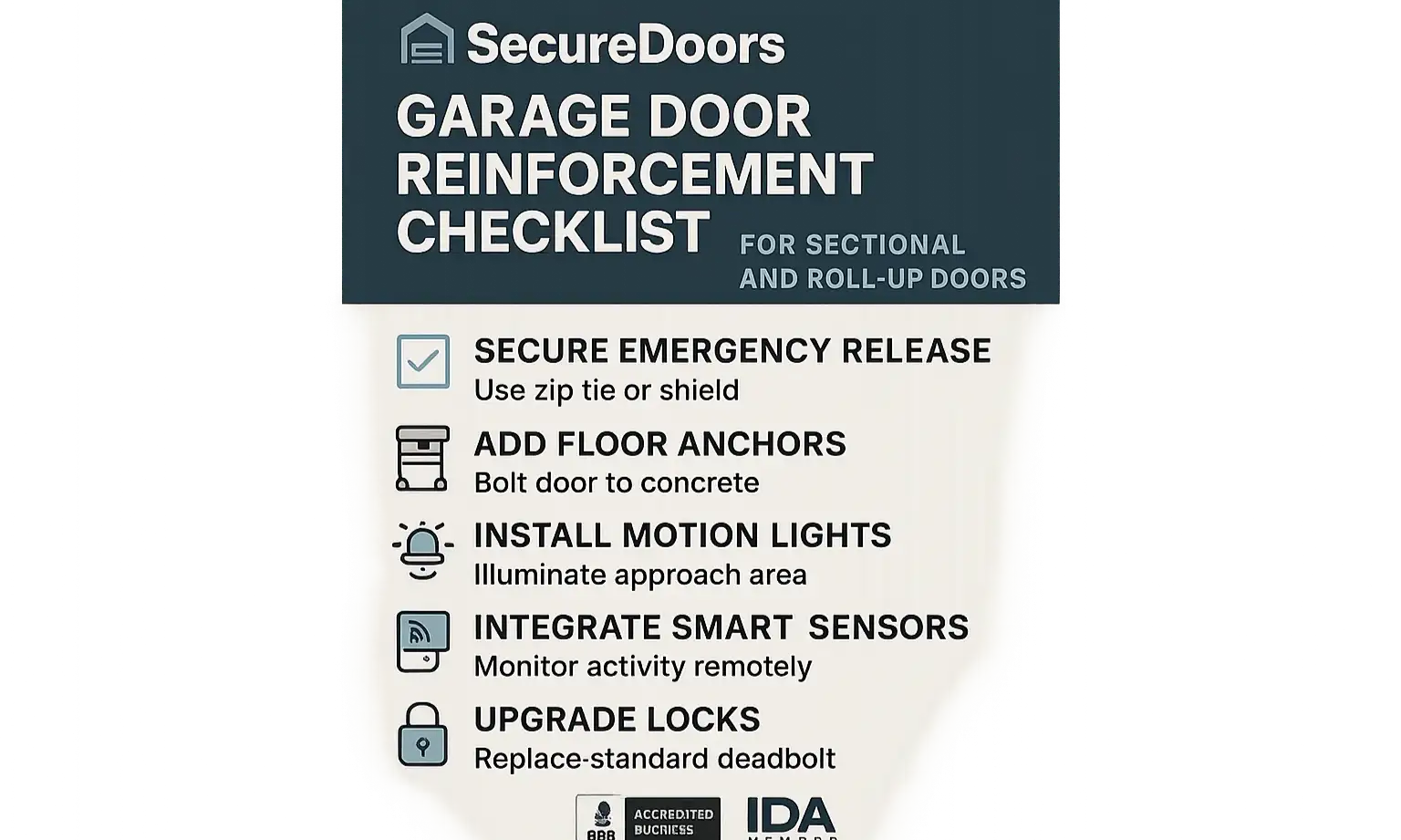 Use this checklist to strengthen garage door security on any type