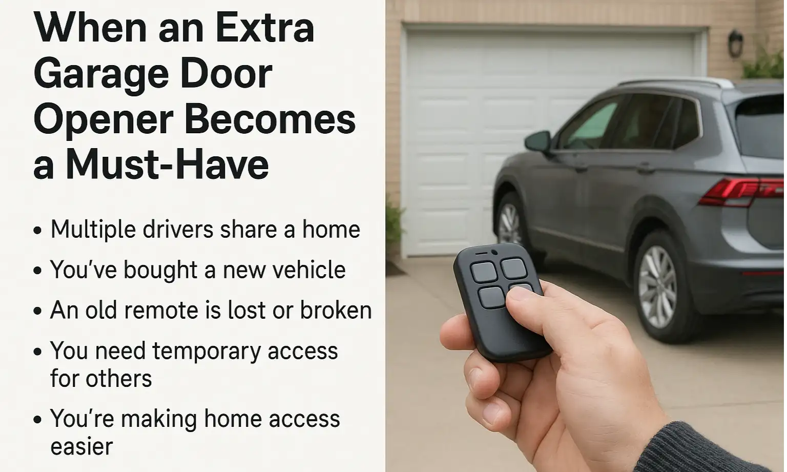 When an Extra Garage Door Opener Becomes a Must-Have