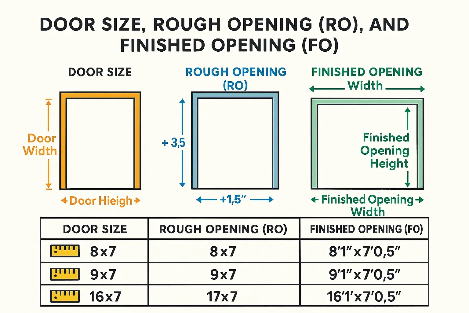 This stepwise diagram educates readers on the key construction phases that ensure a structurally sound, rot-resistant, and long-lasting garage door frame.