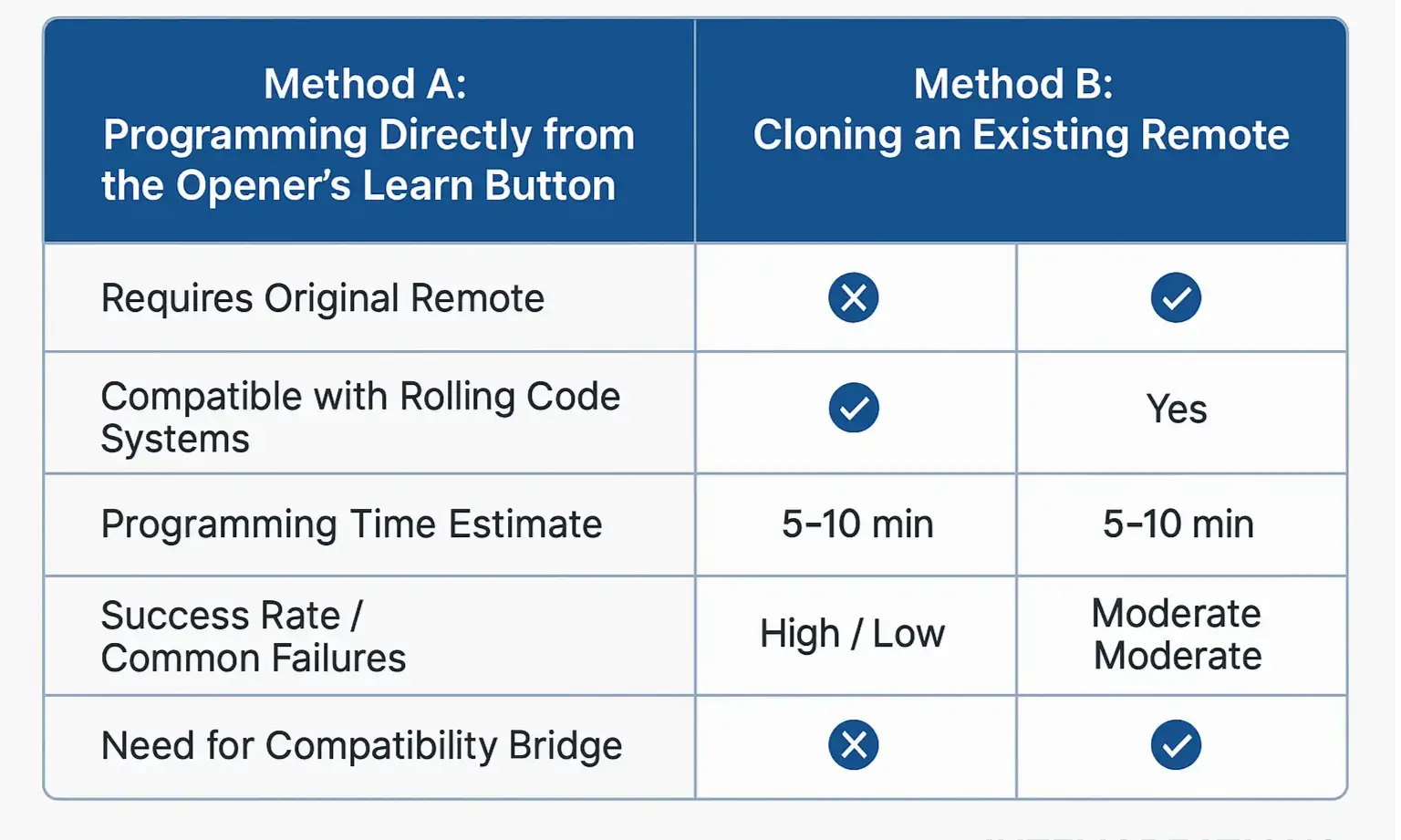 Method Comparison: Choose the right programming approach by evaluating key factors and compatibility for your garage door opener