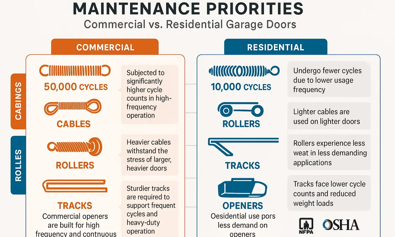 Overview of garage door components, their engineering, and maintenance needs to help you choose the right system.