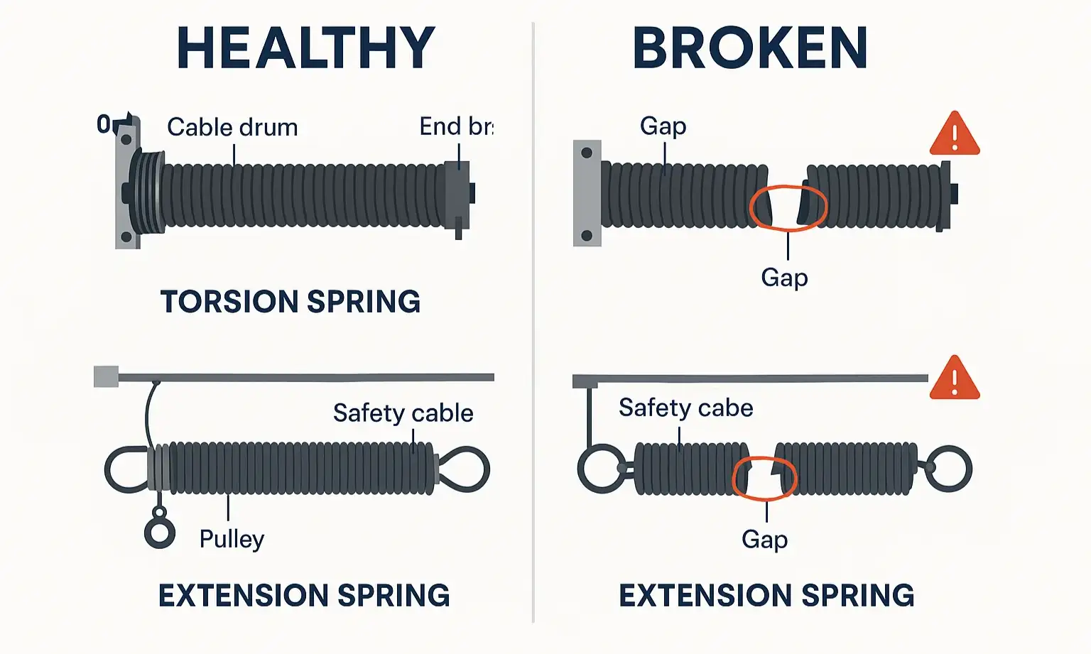 A visual guide to broken garage door springs