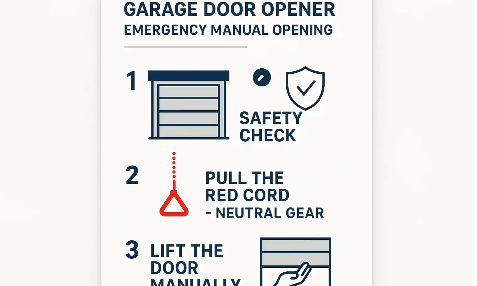 Open your garage door safely after a power outage with this simple 3-step emergency process.