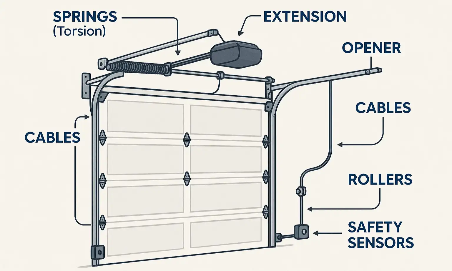 Understand your garage door’s core components to make confident service and repair decisions.