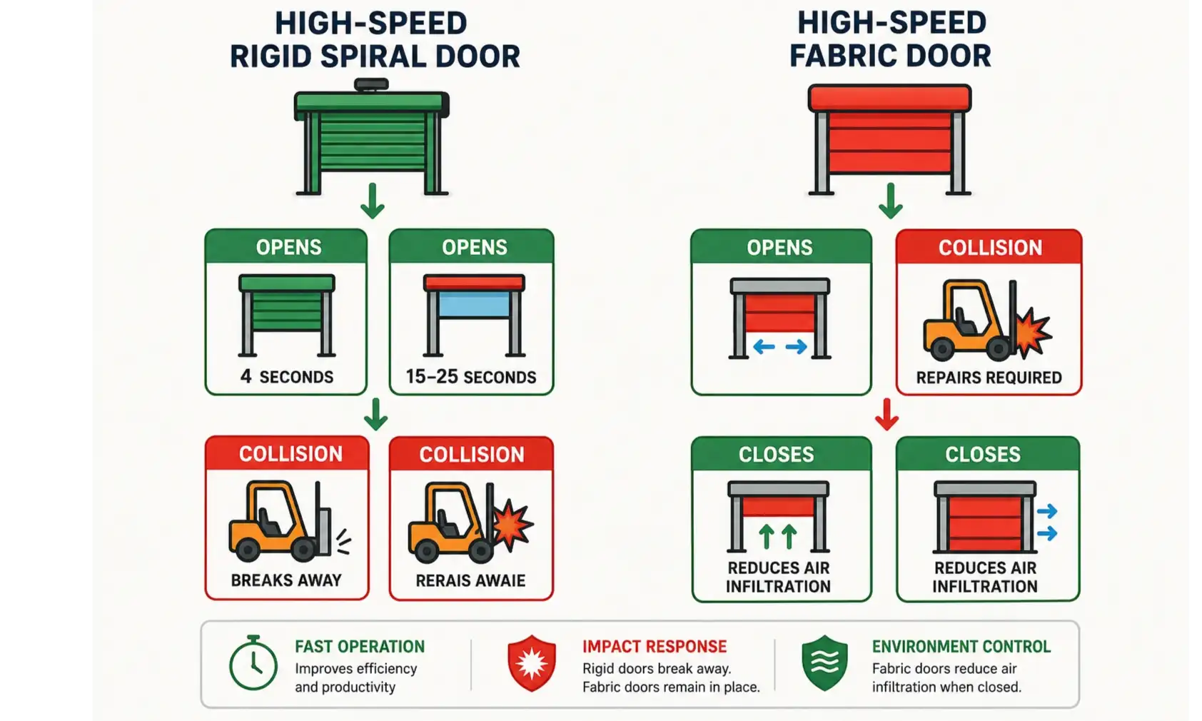 High-Speed Fabric vs. Rigid Industrial Doors