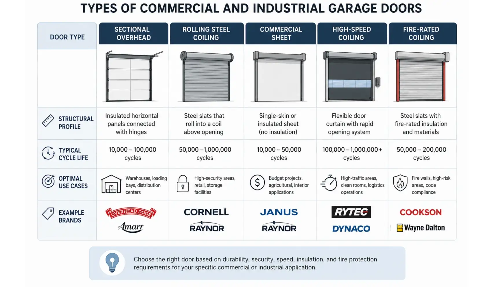 Commercial Door Comparison Matrix