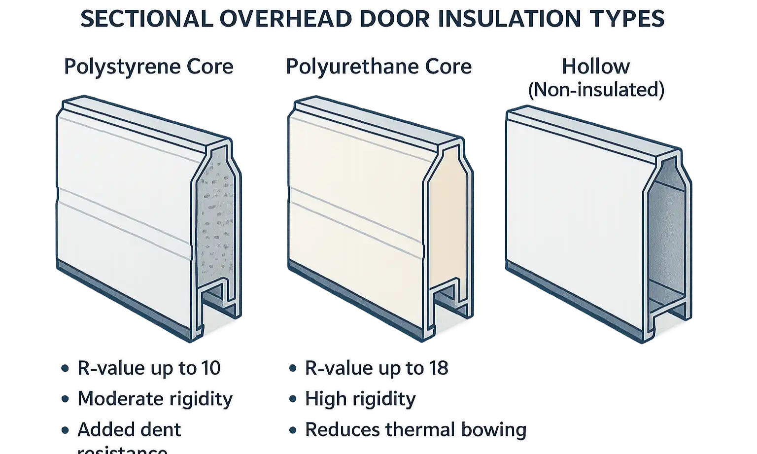 See how insulated door construction compares polyurethane vs. polystyrene for better efficiency and durability decisions.