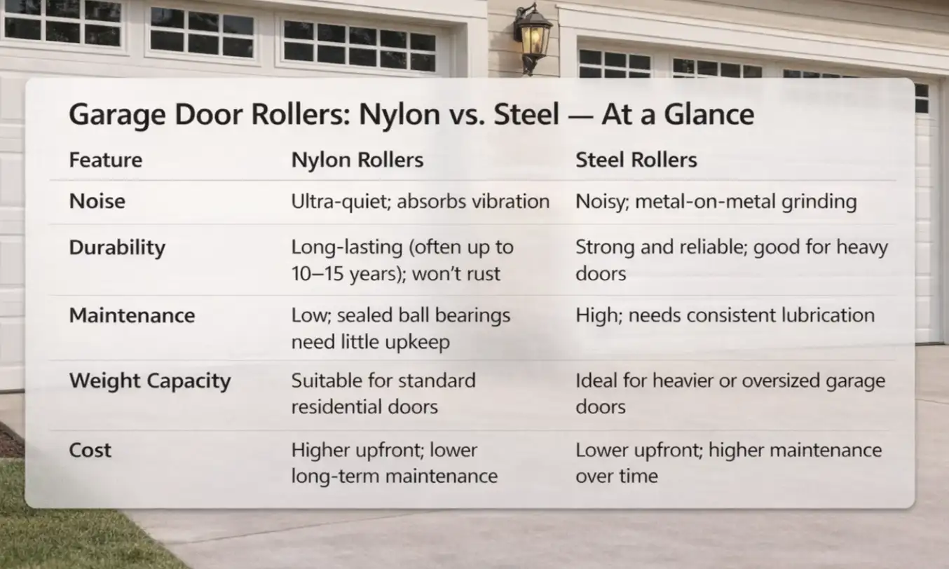 How to Choose Between Two Top Options: Nylon vs. Steel Garage Door Rollers