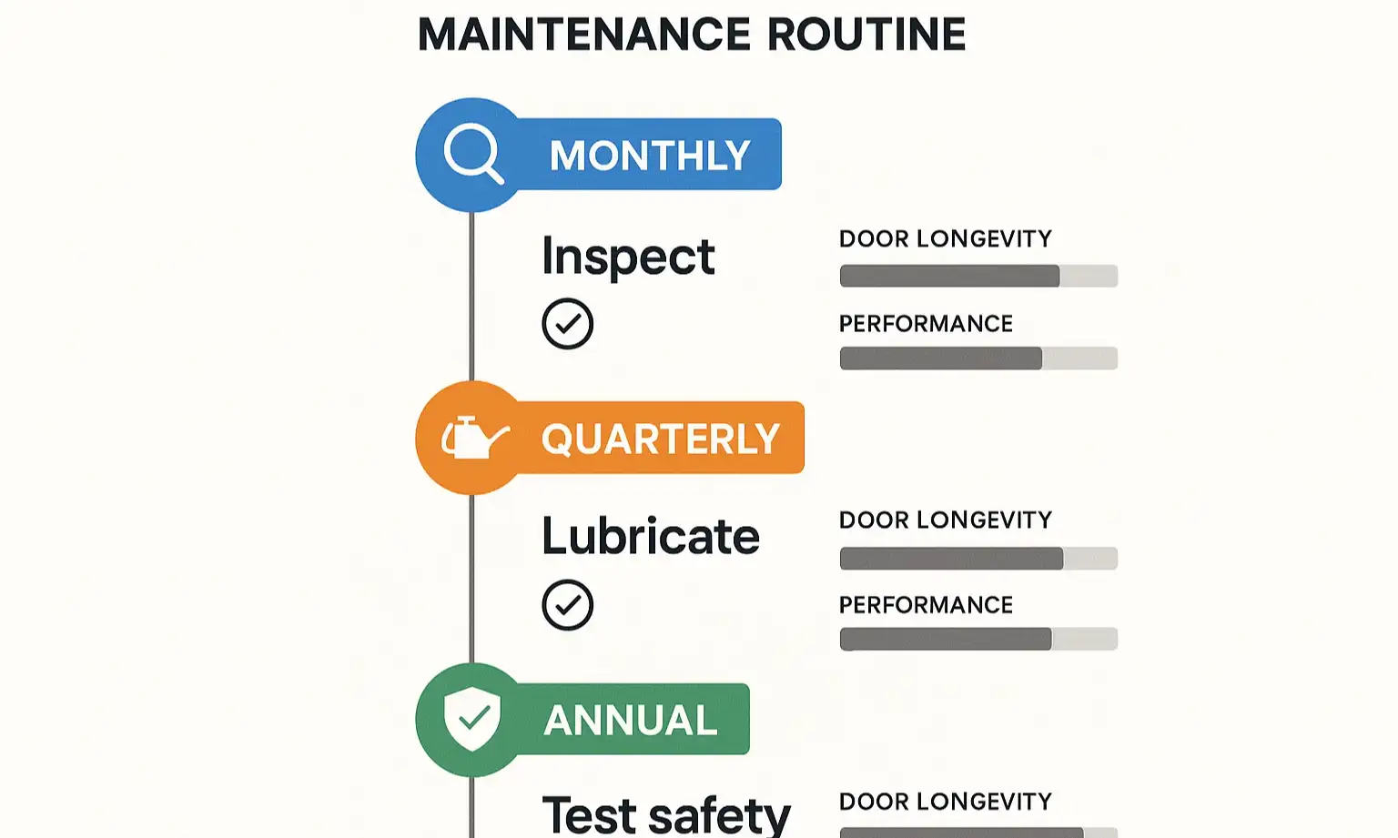 A clear maintenance schedule infographic guiding users through essential monthly to annual care tasks, empowering confident, proactive upkeep.