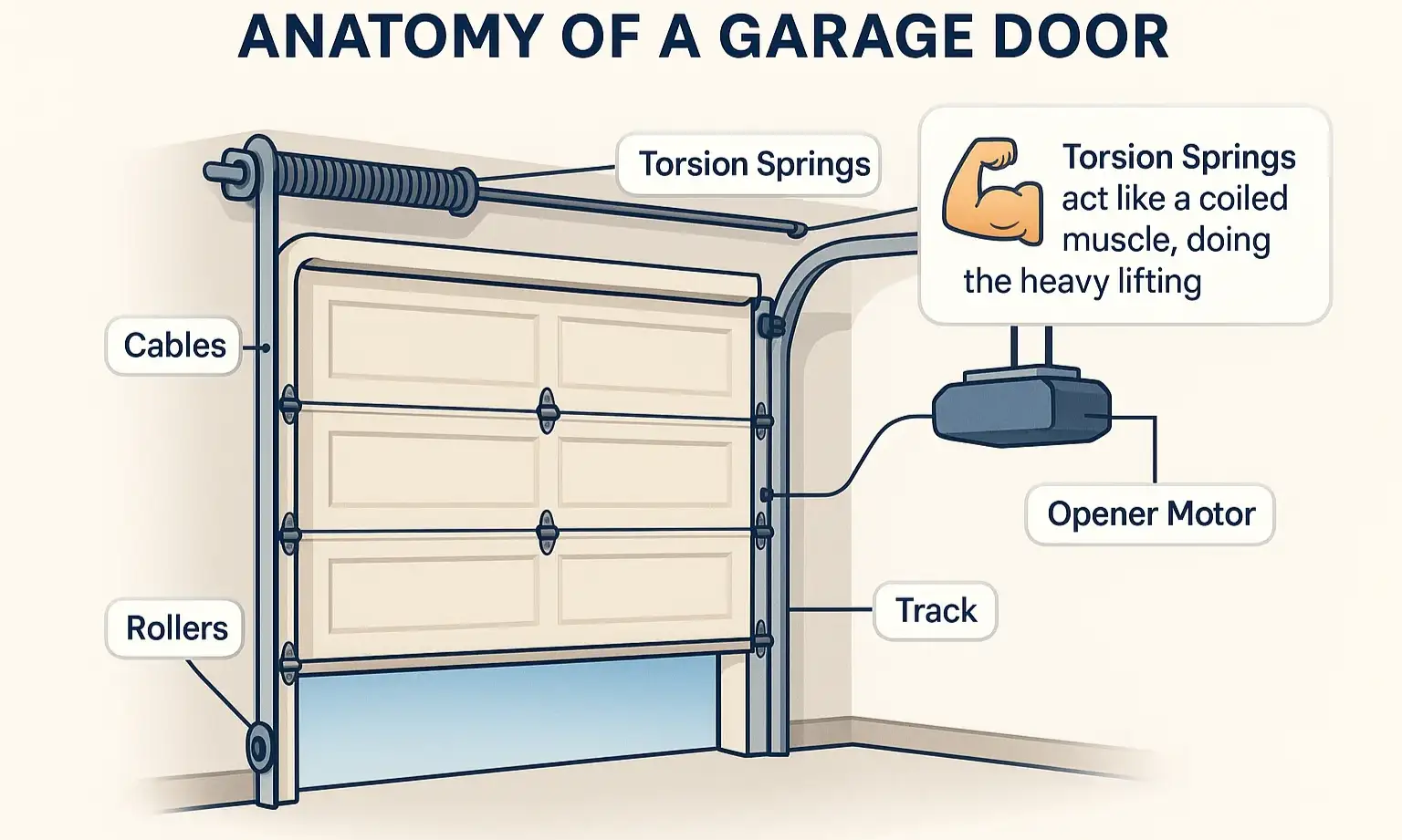 Anatomy of a Garage Door: Understand how torsion springs and other key parts work together to safely operate your garage door.