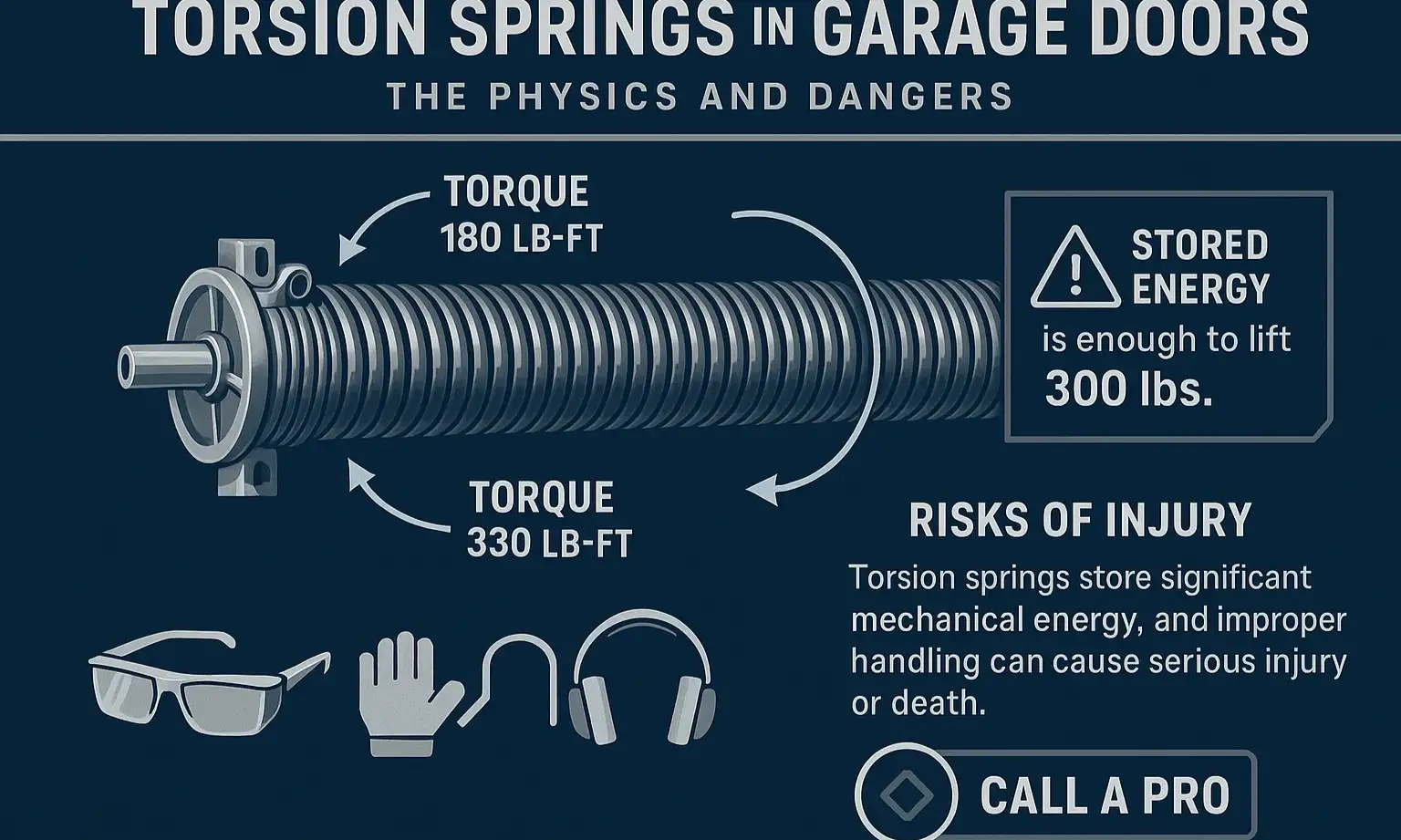 Understanding torsion spring dangers: why this repair requires professional expertise to ensure your safety and protect your home.