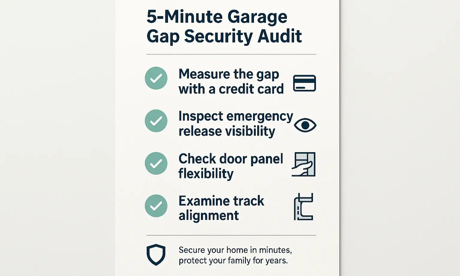 Simple security audit checklist to spot garage door gap vulnerabilities and improve home protection.