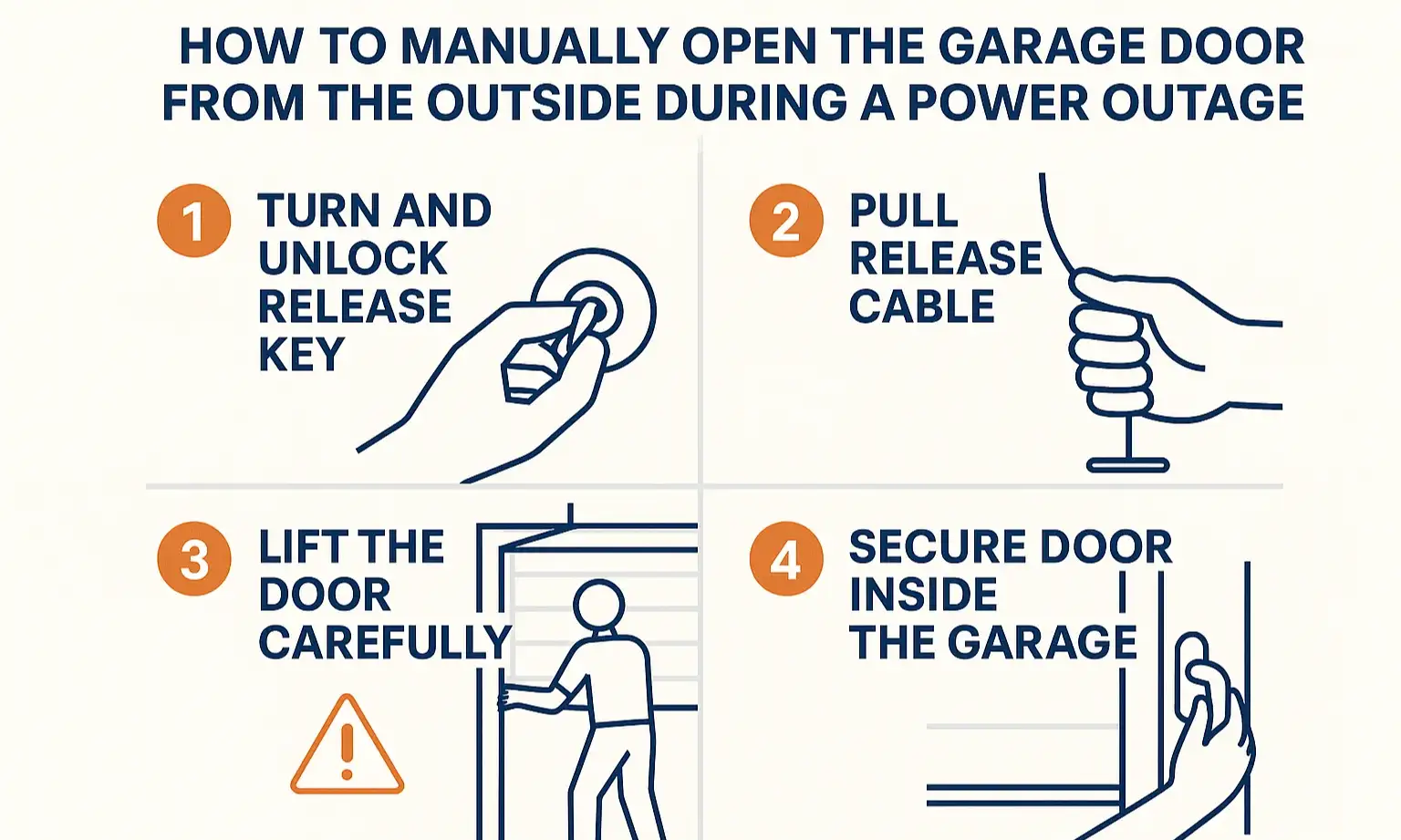 4-step infographic for opening a garage door from outside