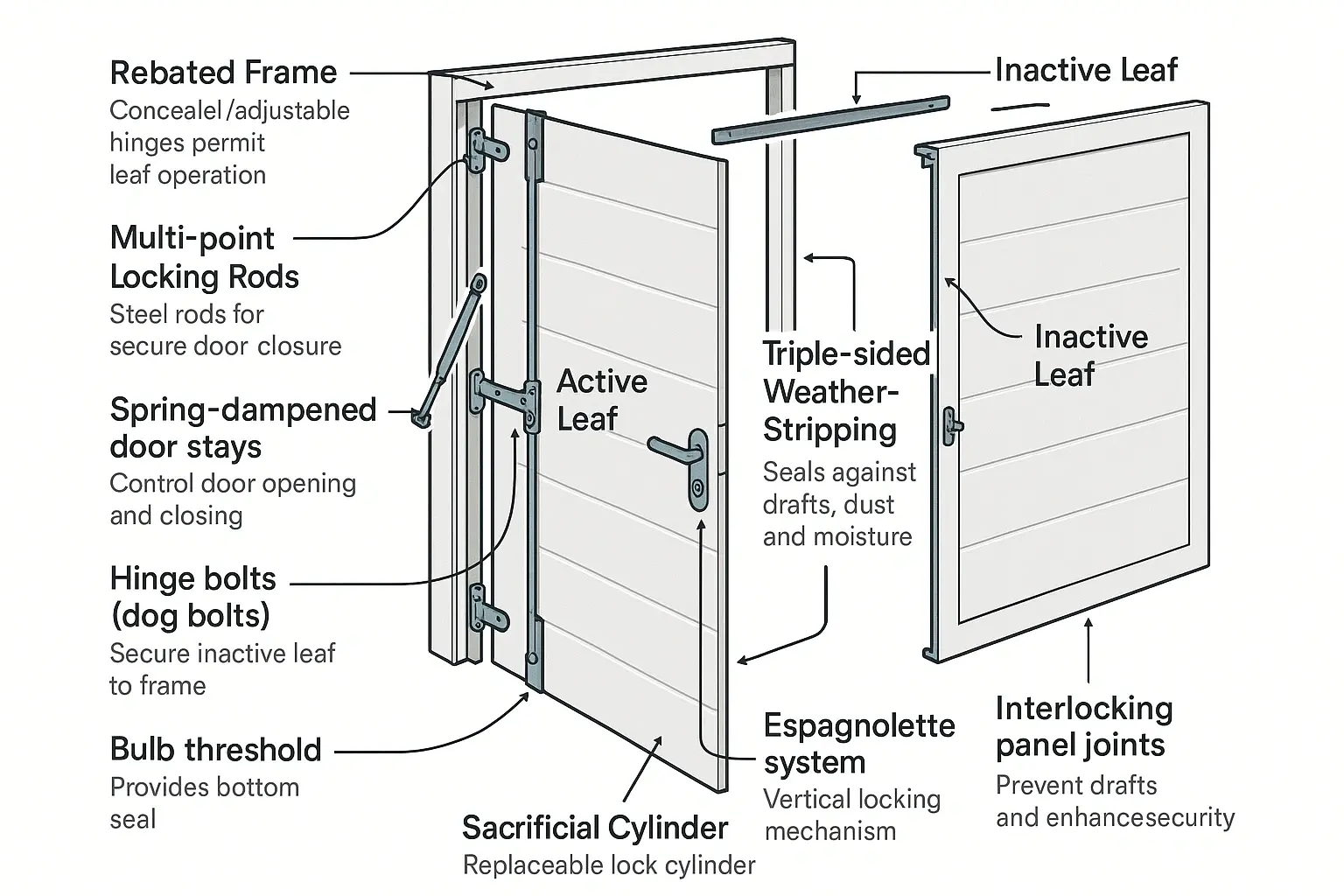 Understanding multi-point locks: how multiple locking points engage to secure door leaves and resist forced entry through advanced cylinder technology.
