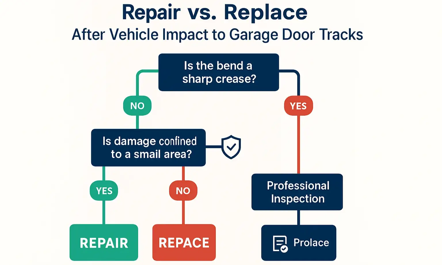 Repair vs. replace decision tree: clear steps to choose the safest fix for track damage.