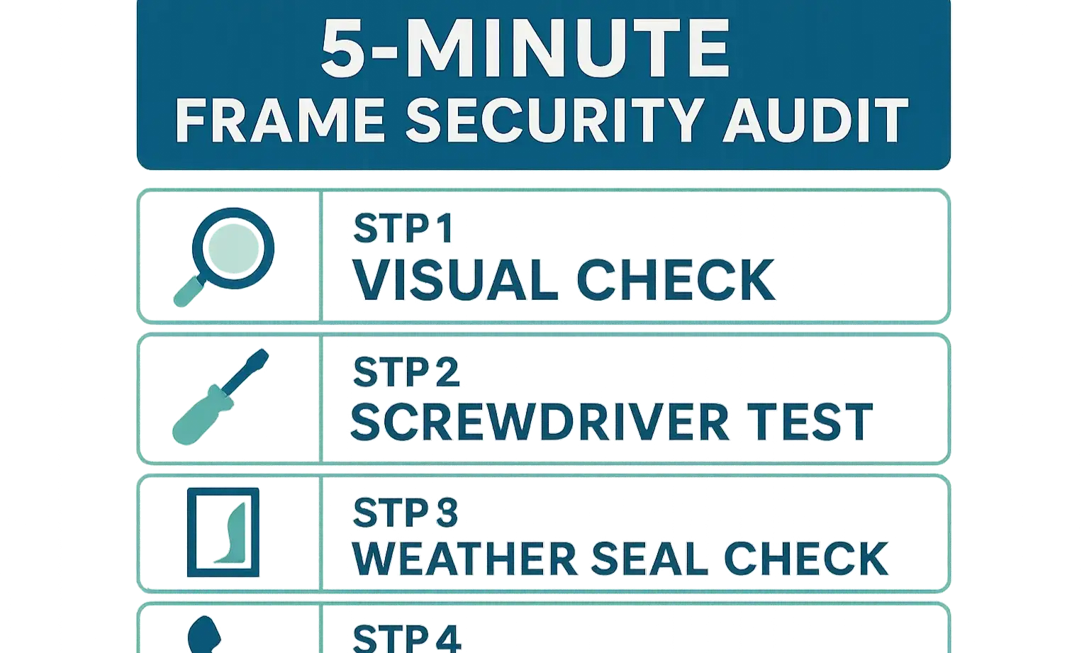 A homeowner using a screwdriver to gently test the softness of the wood at the bottom of their garage door frame.