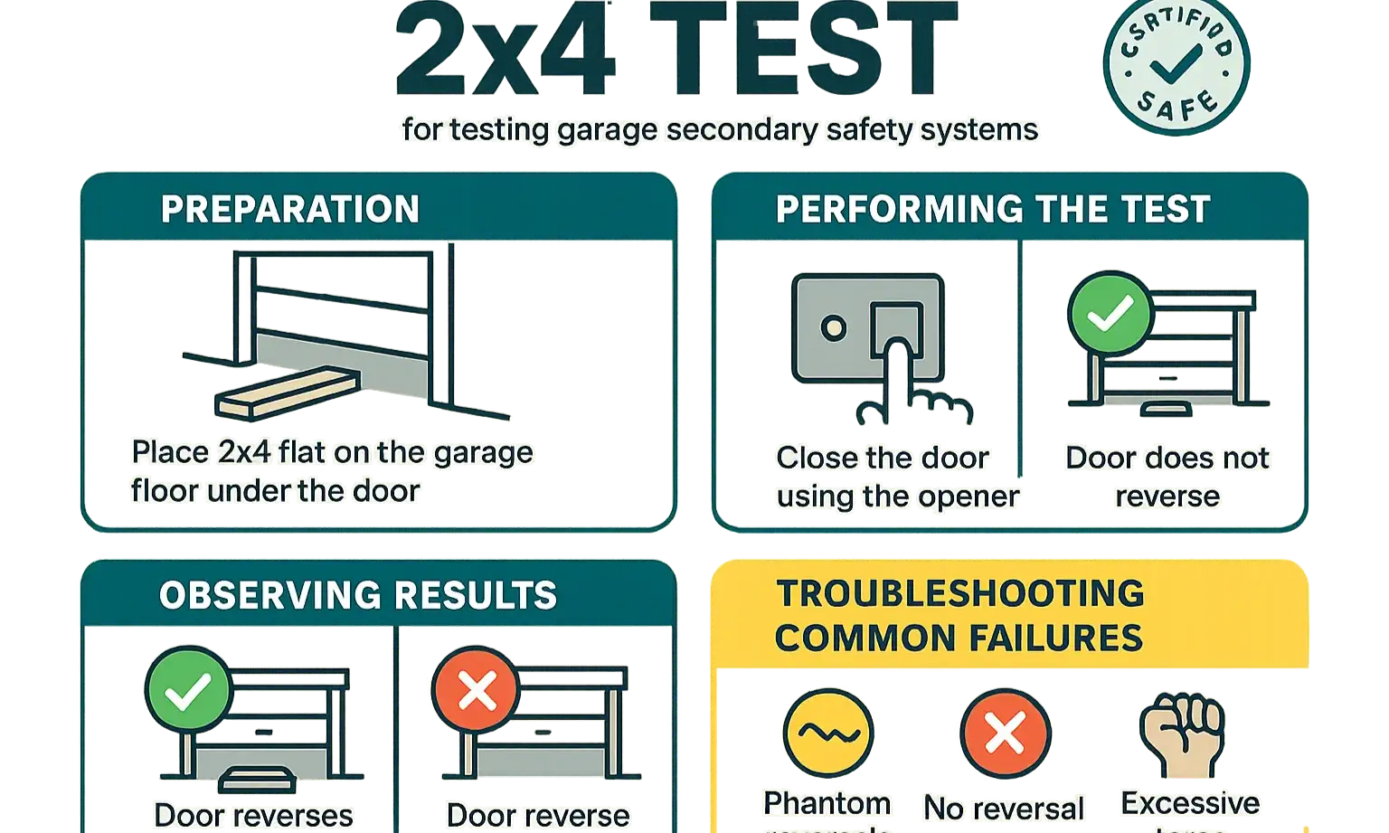Follow this flowchart to test your garage door’s safety features