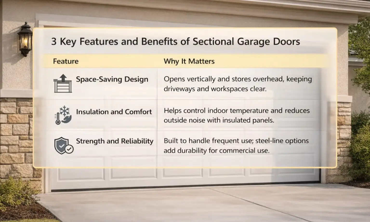 3 Key Features and Benefits of Sectional Garage Doors