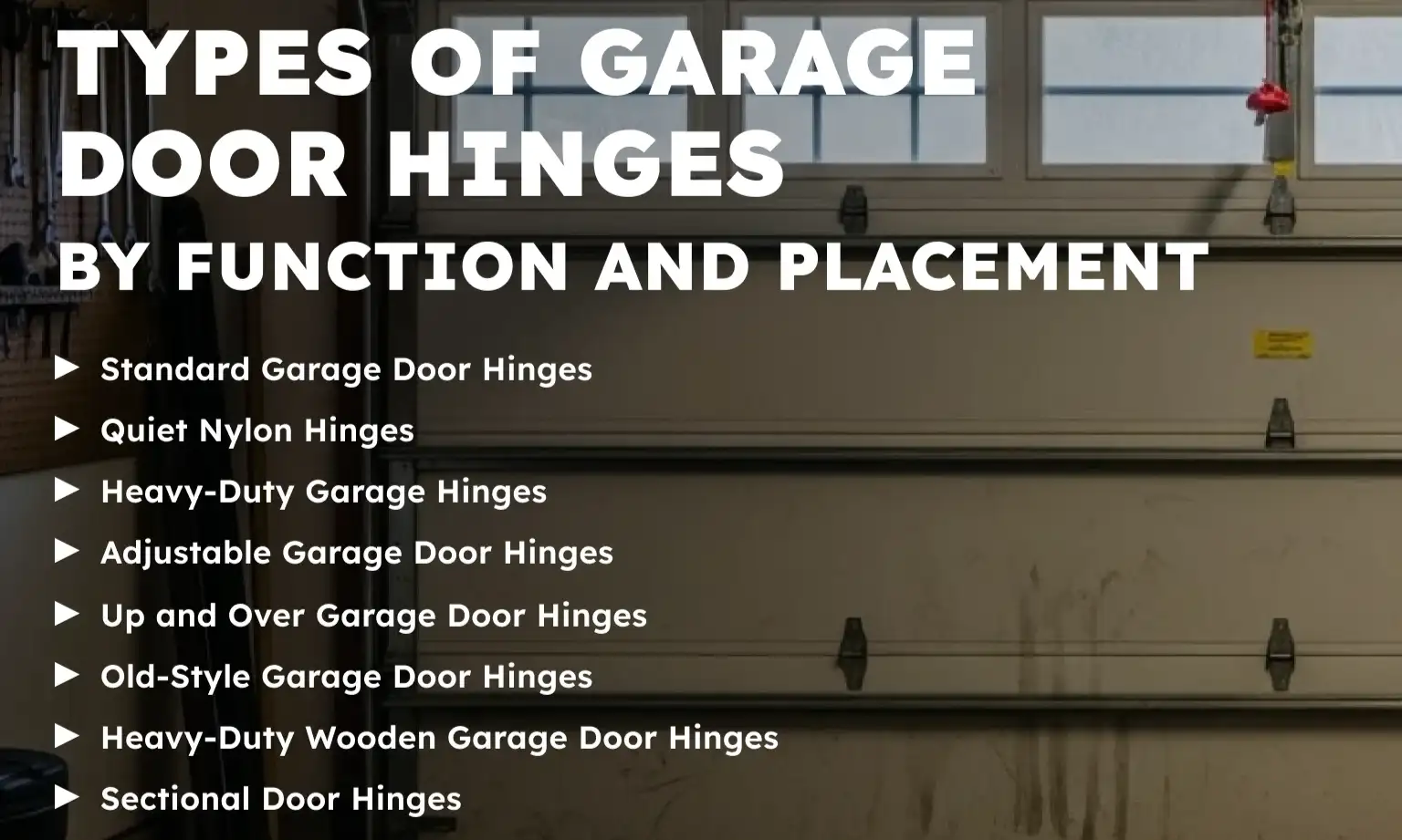 Types of Garage Door Hinges by Function and Placement