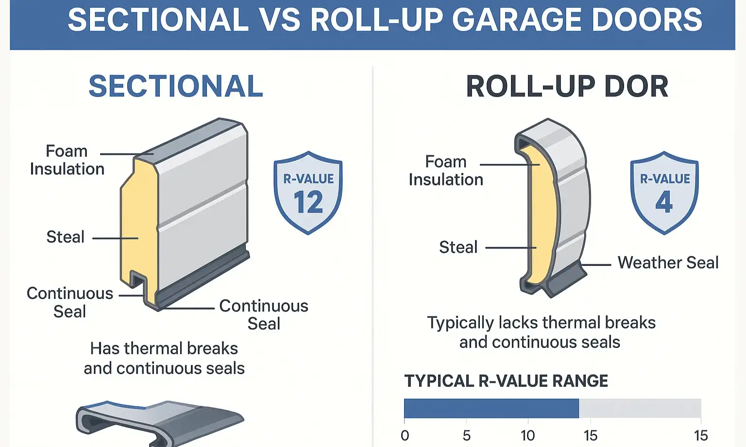 Visual compare: why sectional doors offer better insulation