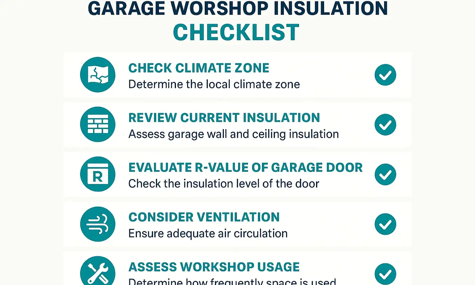 Detached garage insulation checklist for workshop planning