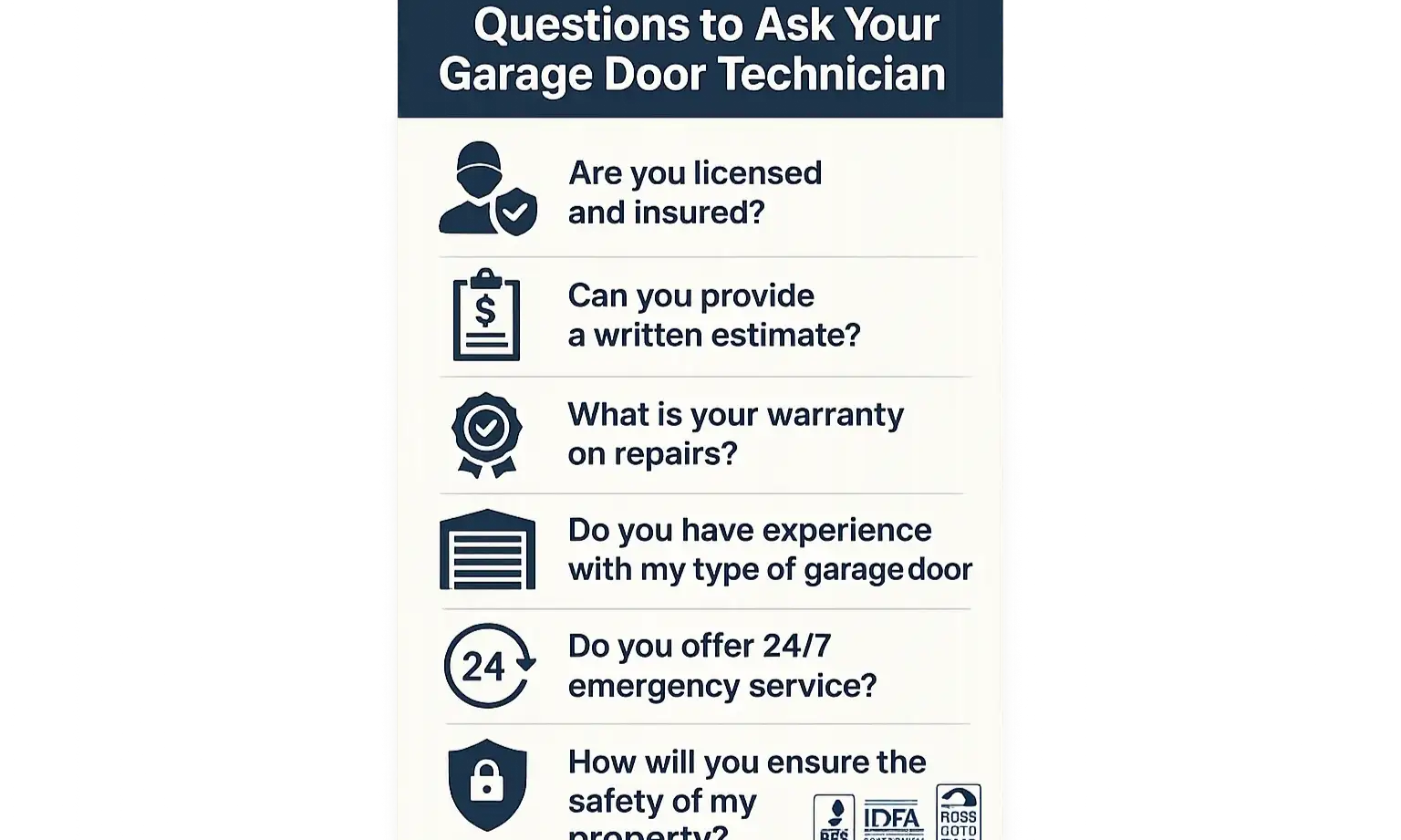 Empower yourself with our expert-approved checklist, ensuring you hire a reliable and trustworthy garage door technician every time.
