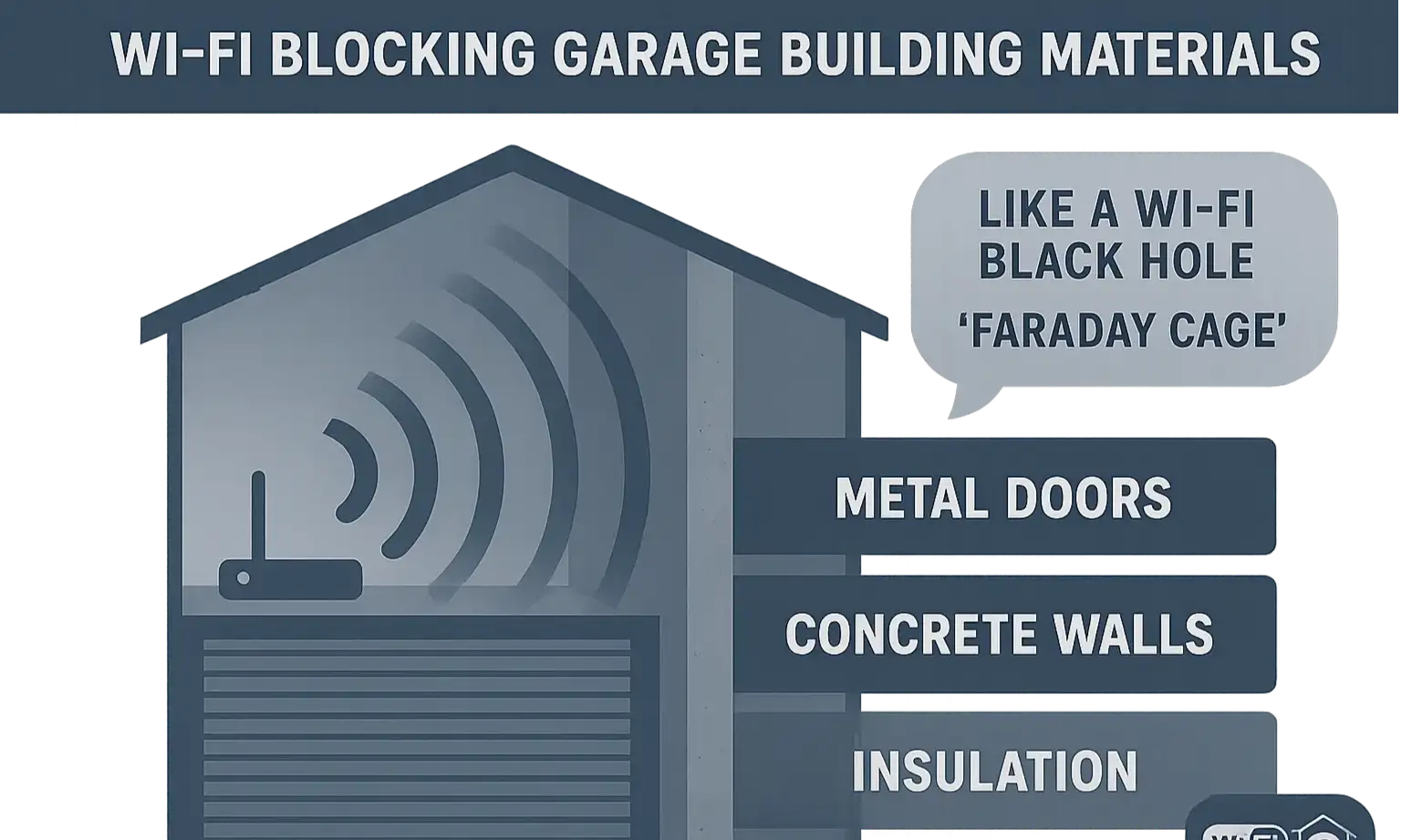 See how garage materials create Wi-Fi dead zones and why connectivity issues occur.