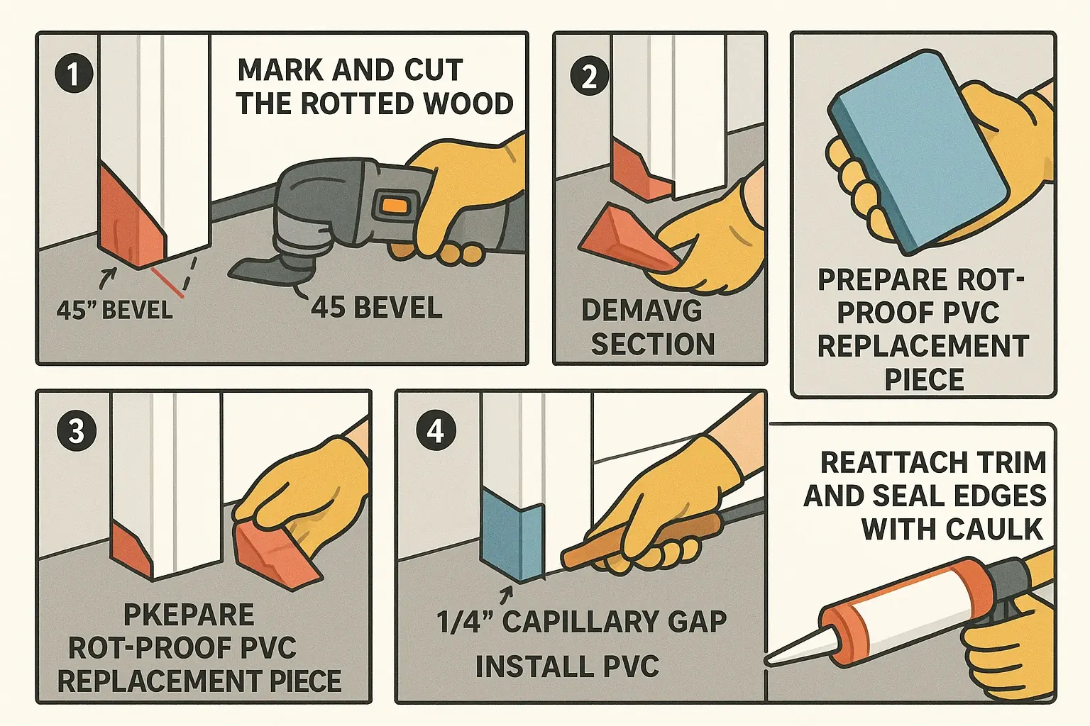 Learn the gold standard PVC splice technique that permanently halts wood rot at the bottom of your garage door jamb, ensuring a durable, rot-proof repair.