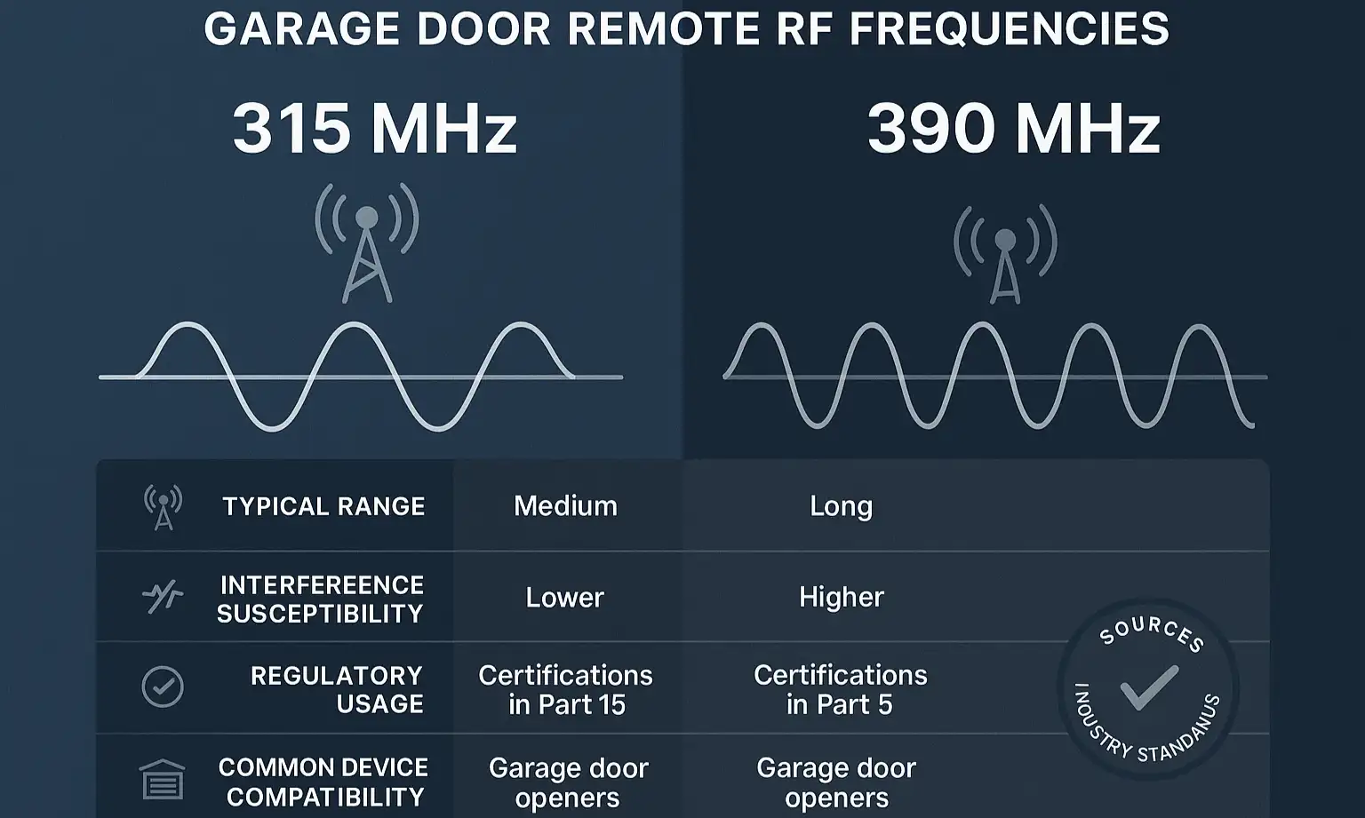 315 vs 390 MHz: see how frequency affects range and interference