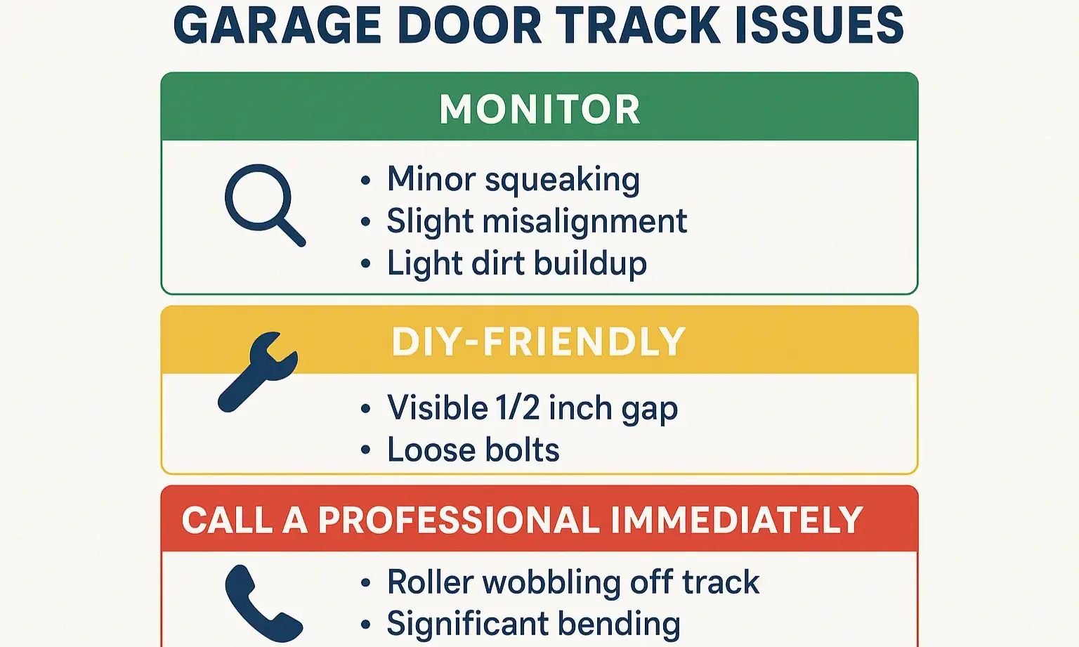 Triage checklist helps homeowners diagnose track issues and know when professional help is needed.