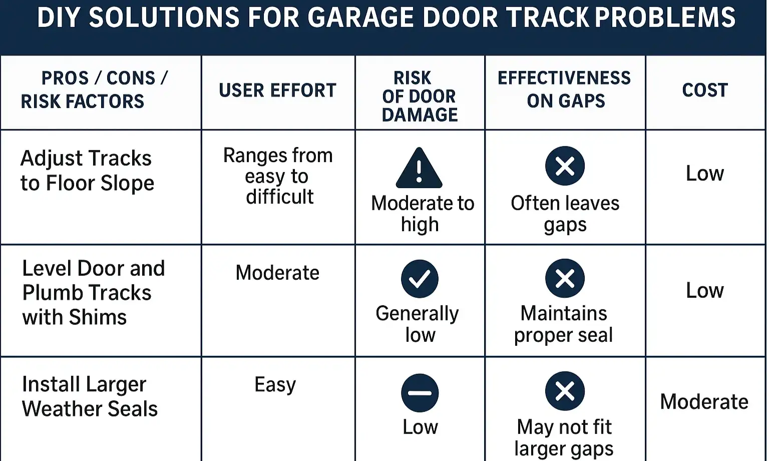 Compare leveling methods to protect your garage door investment
