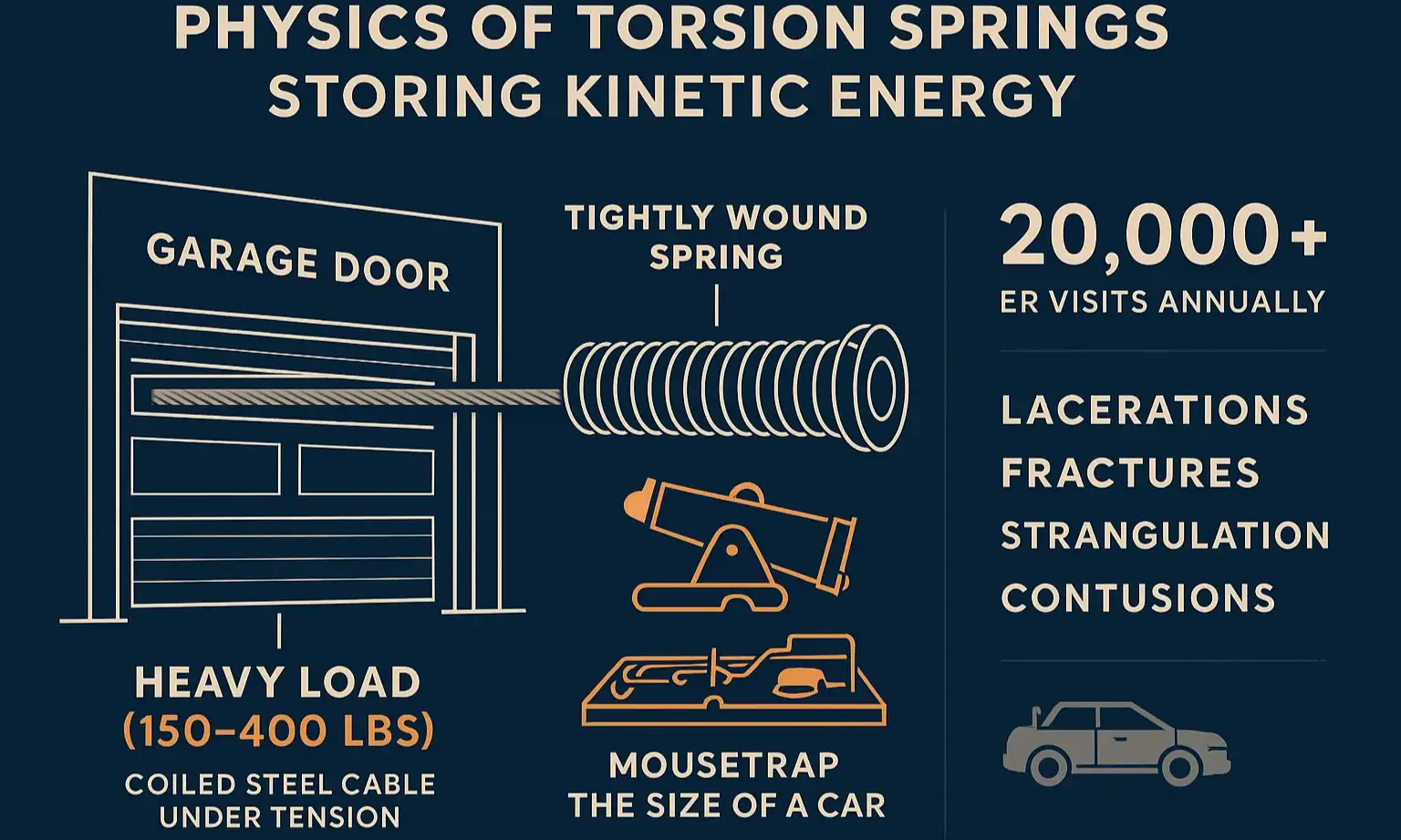 Understanding the immense energy stored in garage door springs reveals why improper DIY repairs pose severe injury risks.