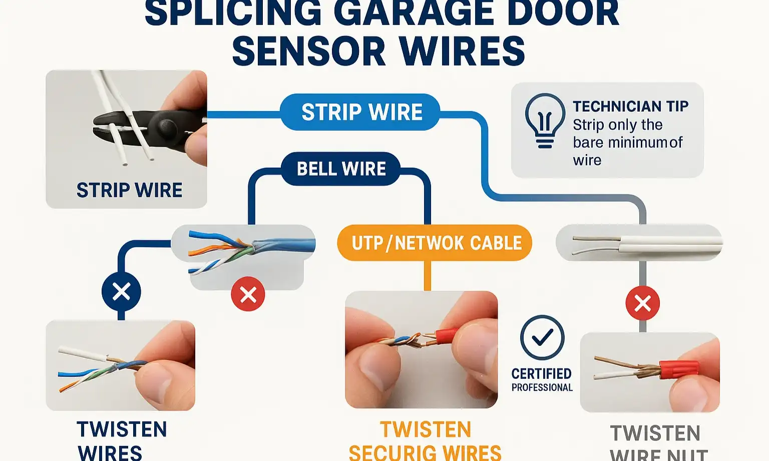 Guide to strip, twist, and connect sensor wires correctly