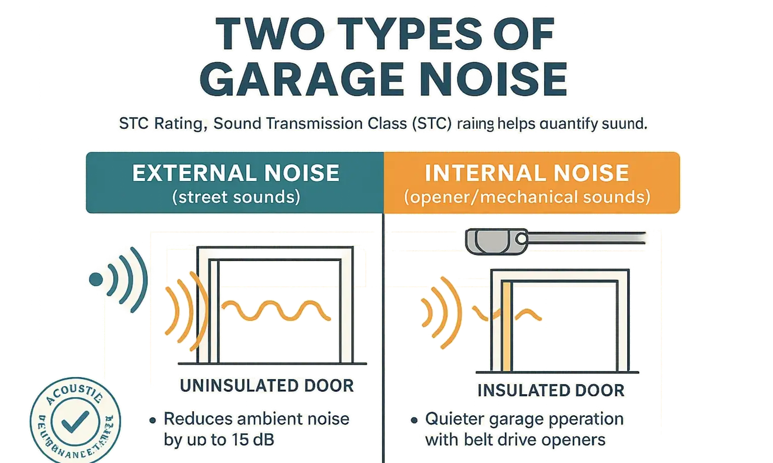 Learn how insulation and opener type reduce garage door noise levels