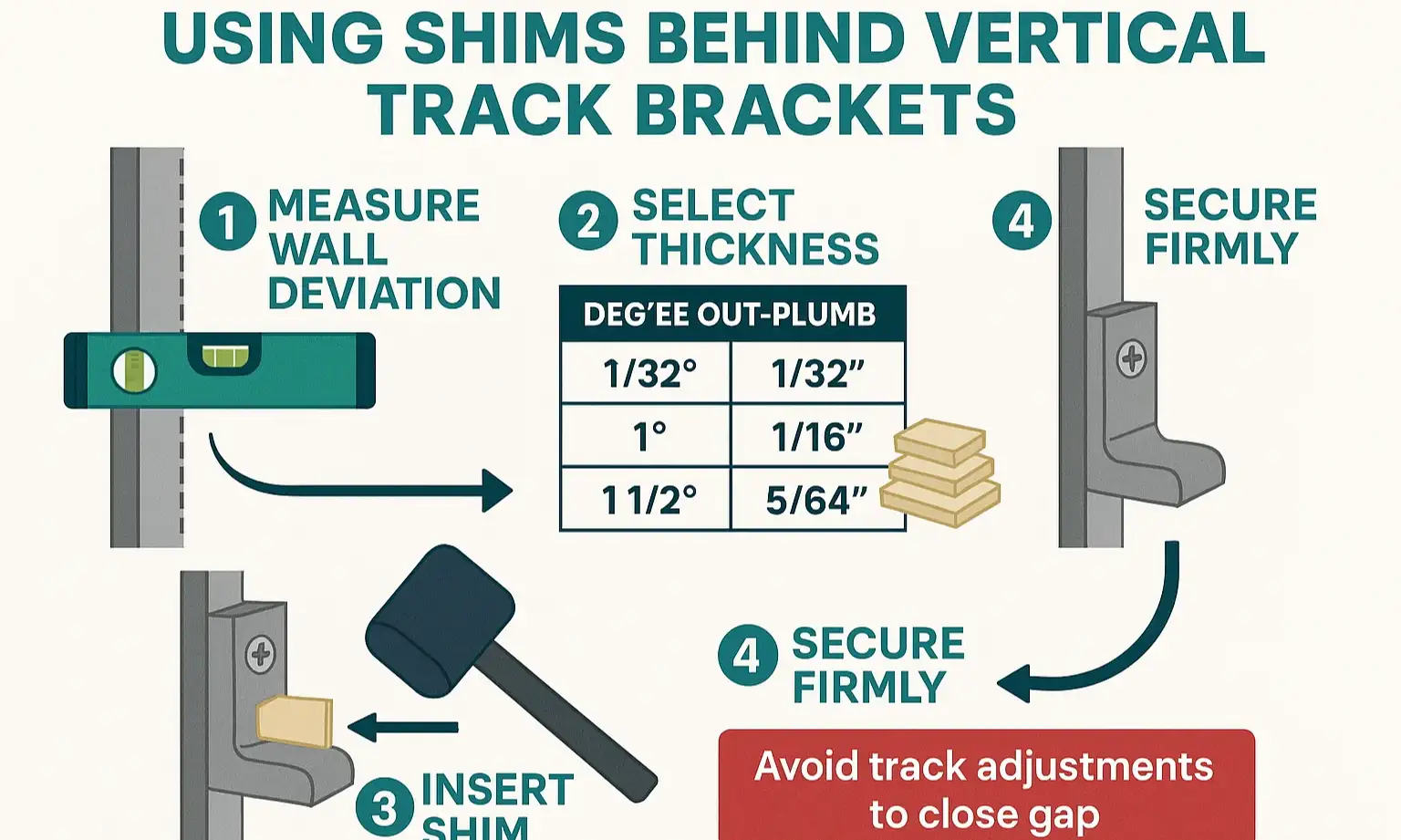 Infographic on using shims for precise track leveling