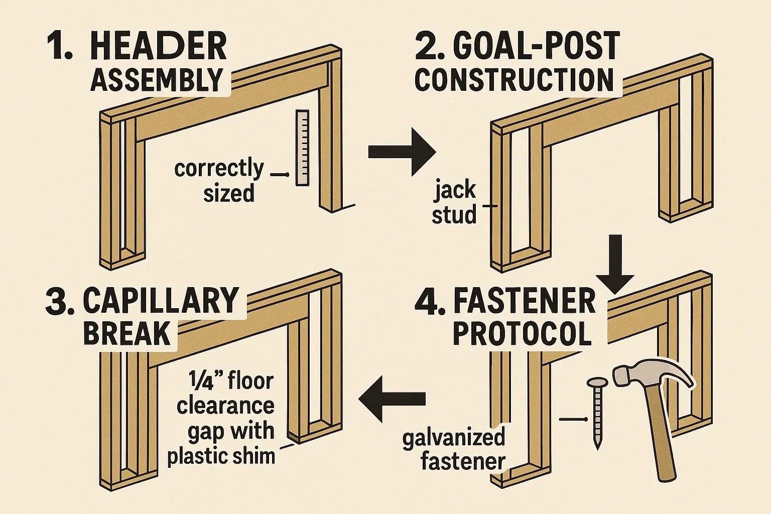 This infographic helps readers quickly recall and compare garage door frame materials by visualizing their advantages, disadvantages, and ideal use cases.